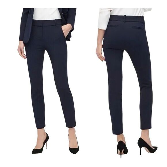 J. Crew navy blue Cameron high rise slim cropped pants size 14 - Picture 1 of 14